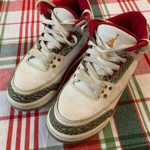 Jordan White and Red High-Top Sneakers